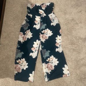 Strapless City Chic Floral Jumpsuit